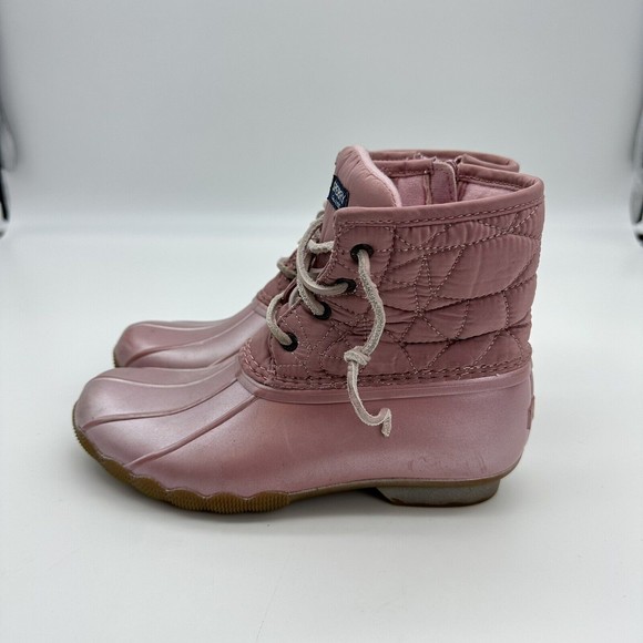 SPERRY Other - SPERRY TOP SIDER Kids Saltwater Boot Girls 4M Pink Sparkle Quilted  STX161056